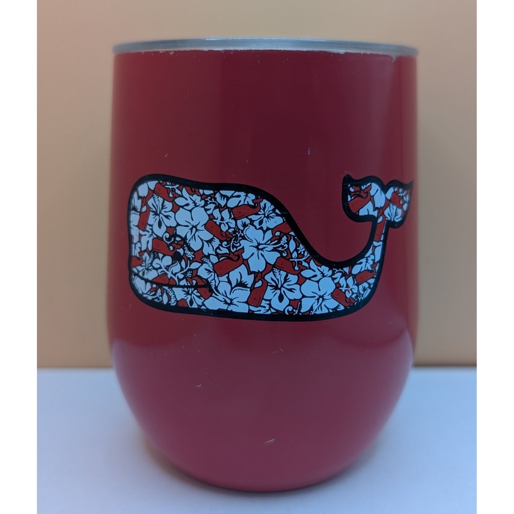 Vineyard Vines Target 11.5 oz Hibiscus Red Whale Lidded Wine Tumbler